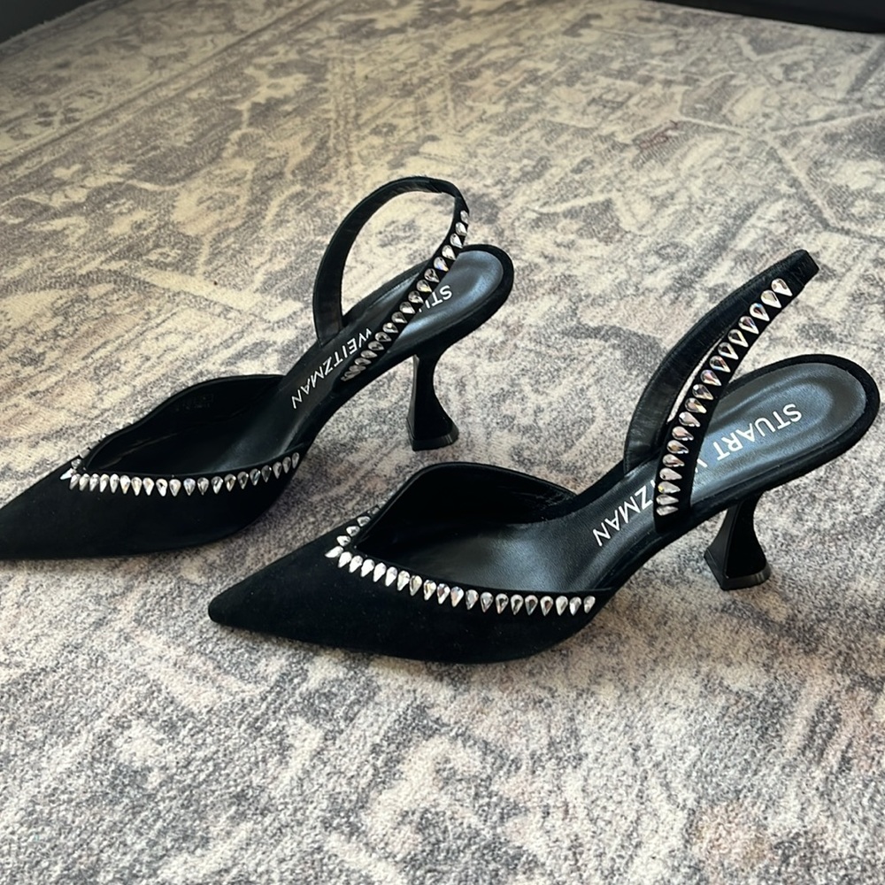 Stuart Weitzman Gemcut XCurve 100 Slingback Pump Size 9.5 Black - Picture 8 of 12